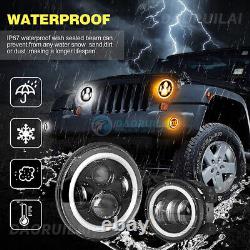 7 Combo Phares à LED avec Anneau Halo pour Jeep Wrangler JL JLU Gladiator 2018-2023