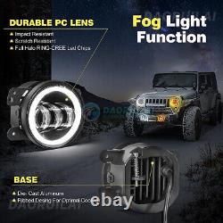 7 Combo Phares à LED avec Anneau Halo pour Jeep Wrangler JL JLU Gladiator 2018-2023