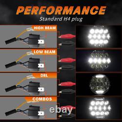 7 POUCES Pour Hummer H2 H3T 06-10 Ensemble de phares à DEL Halo avec feux de jour et 4 feux de brouillard