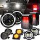 7 Phares à Led Halo Brouillard Tour Fender Lampe Feux Arrière Pour Jeep Wrangler Jk Jku