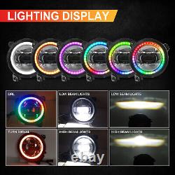 9 phares à LED Halo RGB + combo de feux de brouillard pour Jeep Wrangler JL JLU Gladiator