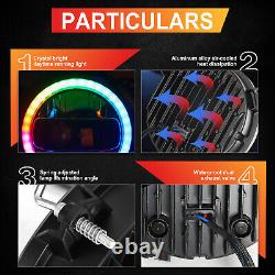 9 phares à LED Halo RGB + combo de feux de brouillard pour Jeep Wrangler JL JLU Gladiator