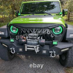 9 phares à LED Halo RGB + combo de feux de brouillard pour Jeep Wrangler JL JLU Gladiator