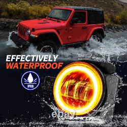 9 phares à LED Halo RGB + combo de feux de brouillard pour Jeep Wrangler JL JLU Gladiator