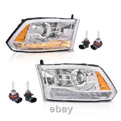 Adapté pour Dodge Ram 1500 2500 3500 2009-2018 Phares projecteurs chromés avec LED DRL