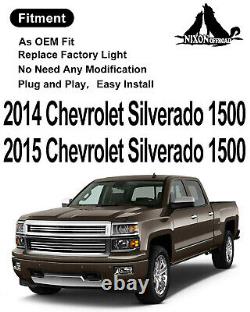 Bandes de LED DRL Phares projecteurs chromés pour paire de 2014-15 Chevy Silverado 1500