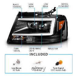 Barre lumineuse à LED Phares de projecteur Boîtier noir pour Ford F150 2004-2008