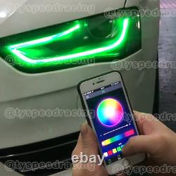 Ensemble pour Audi A4 2013-2016 - Carte multicolore LED DRL RGB pour phares avec application et télécommande BT