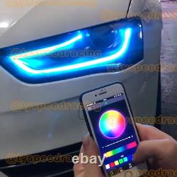 Ensemble pour Audi A4 2013-2016 - Carte multicolore LED DRL RGB pour phares avec application et télécommande BT