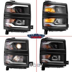 Feux de jour à LED pour Chevy Silverado 1500 2014-2015 Projecteur de phares 14-15 Lampe avant