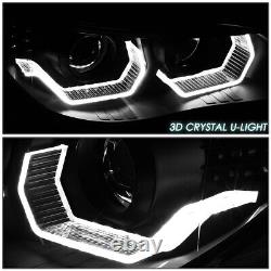 Feux de route à projecteur de la série 5 de BMW E60 04-07 avec LED Halo 3D DRL noir