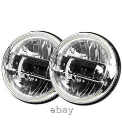 Nouveaux phares ronds à LED Chrome Pair 7 avec DRL Halo pour Ford Mustang 1965-1973