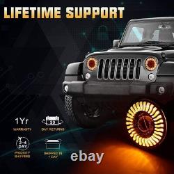 Paire de phares LED Halo 7'' avec feux de jour pour Jeep Wrangler JK TJ LJ Kit combo