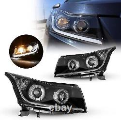 Paires de phares avant pour Chevy Cruze 2011-2015 avec bandeau Halo et DRL Projecteur avec lampe bulbe