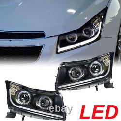 Paires de phares avant pour Chevy Cruze 2011-2015 avec bandeau Halo et DRL Projecteur avec lampe bulbe