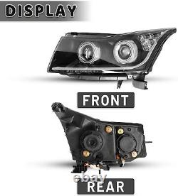 Paires de phares avant pour Chevy Cruze 2011-2015 avec bandeau Halo et DRL Projecteur avec lampe bulbe