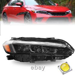 Phare droit passager complet en noir de style OE avec LED pour Honda Civic 22-23