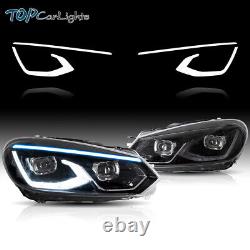 Phares Full LED pour Volkswagen Golf6 MK6 2010-2014 avec animation de démarrage bleue