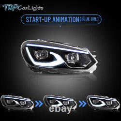 Phares Full LED pour Volkswagen Golf6 MK6 2010-2014 avec animation de démarrage bleue