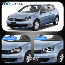 Phares Full LED pour Volkswagen Golf6 MK6 2010-2014 avec animation de démarrage bleue