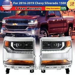 Phares HID/Xenon à LED chromés pour ensemble Chevrolet Silverado 1500 2016 2017 2018 2019