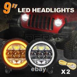 Phares LED 9 pouces 2X DRL pour Jeep Wrangler JL Gladiator 2018 2019 2020 2021