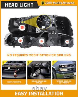 Phares LED DRL + Feux arrière noirs pour Chevy Silverado 1999-2002 (paire)