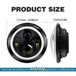 Phares LED Halo 7'' et feux de brouillard, clignotants et feux de freinage Halo 4 pour Jeep Wrangler JK