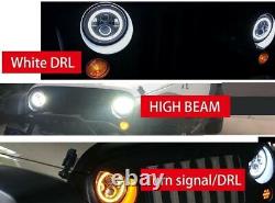 Phares LED Halo 7'' et feux de brouillard, clignotants et feux de freinage Halo 4 pour Jeep Wrangler JK