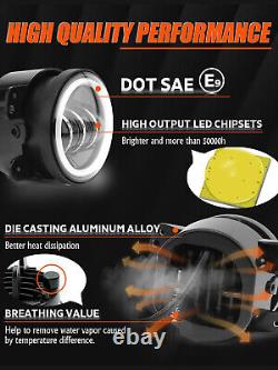 Phares LED Halo 7'' et feux de brouillard, clignotants et feux de freinage Halo 4 pour Jeep Wrangler JK