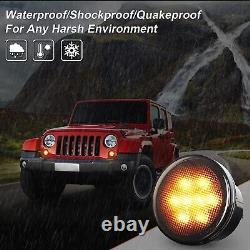 Phares LED Halo 7'' et feux de brouillard, clignotants et feux de freinage Halo 4 pour Jeep Wrangler JK