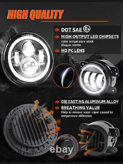 Phares LED Halo 7 pouces, feux de brouillard, clignotants et feux de position pour Jeep Wrangler JK