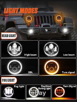 Phares LED Halo 7 pouces, feux de brouillard, clignotants et feux de position pour Jeep Wrangler JK