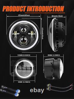 Phares LED Halo 7 pouces, feux de brouillard, clignotants et feux de position pour Jeep Wrangler JK