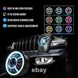 Phares LED RGB de 9 pouces avec halo pour Jeep Wrangler JL JLU Gladiator JT 2018+ paire