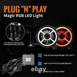 Phares LED RGB de 9 pouces avec halo pour Jeep Wrangler JL JLU Gladiator JT 2018+ paire