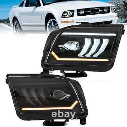 Phares LED VLAND pour Ford Mustang 2005-2009 Projecteur Avant Séquentiel Paire