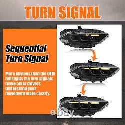 Phares LED jumelés pour Ford Mustang 2018-2023 Assemblage de clignotants séquentiels
