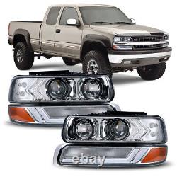 Phares LED pour Chevy Tahoe & Suburban 1500/2500 de 2000 à 2006 Barre de LED Lamps avant