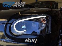 Phares Projecteurs LED 3D Noirs à Angle Yeux pour Subaru Impreza WRX STI GD 03-05