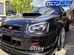 Phares Projecteurs LED 3D Noirs à Angle Yeux pour Subaru Impreza WRX STI GD 03-05