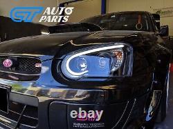 Phares Projecteurs LED 3D Noirs à Angle Yeux pour Subaru Impreza WRX STI GD 03-05