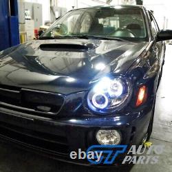 Phares Projecteurs LED Noirs à Yeux d'Ange pour Subaru Impreza WRX STI GD 00-02