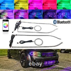 Phares RGB à LED multicolores avec anneaux Angel Eye pour Dodge Charger 2015-2023, ensemble de 6 pièces.