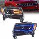 Phares Vland Full Led Pour Jeep Grand Cherokee 2011-2013 Avec Ensemble D'animation Bleu