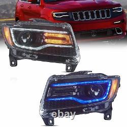 Phares VLAND Full LED pour Jeep Grand Cherokee 2011-2013 avec ensemble d'animation bleu