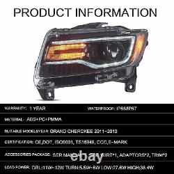 Phares VLAND Full LED pour Jeep Grand Cherokee 2011-2013 avec ensemble d'animation bleu