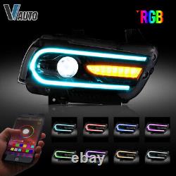 Phares VLAND RGB LED pour Dodge Charger 2011-2014 Feux de jour RGB DRL Phares avant Une paire