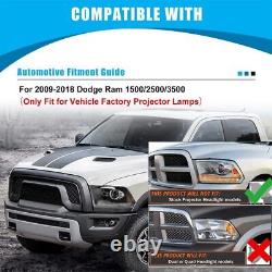 Phares à DEL de projecteur DRL noirs pour Dodge Ram 1500/2500/3500 de 2009 à 2018, paire