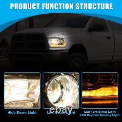 Phares à DEL de projecteur DRL noirs pour Dodge Ram 1500/2500/3500 de 2009 à 2018, paire